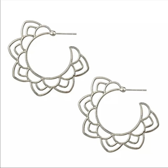 • Dahlia • Floral Hoop Statement Earrings - Picture 3 of 3